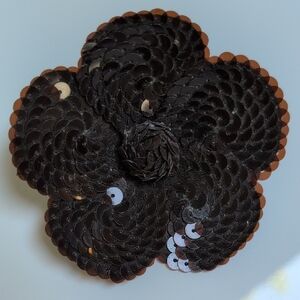 Vintage brown Sequin Flower Brooch Approximately 3"